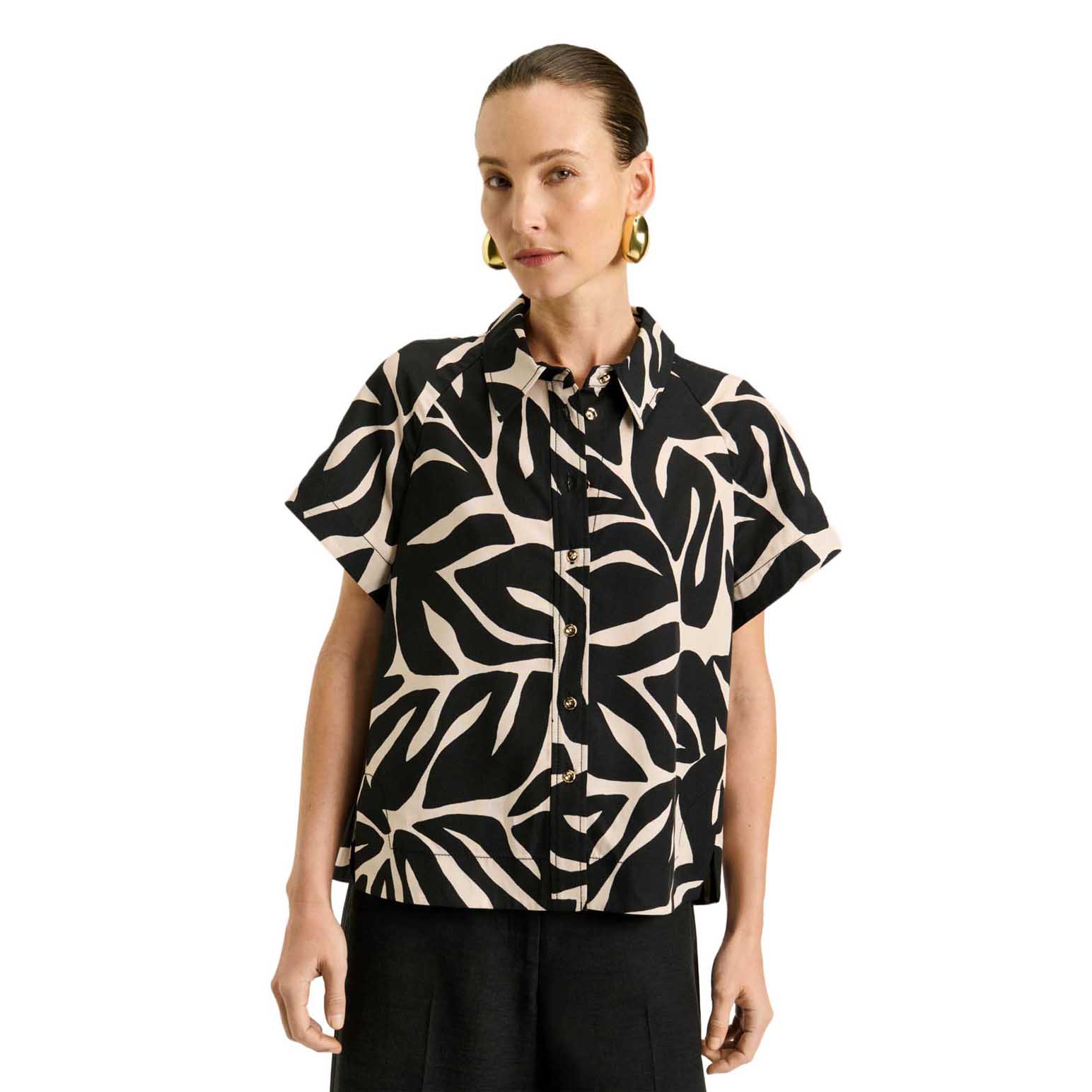 Veronika Maine Black Foliage Shirt
